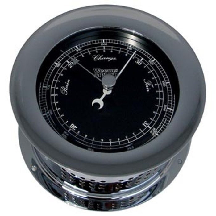 Weems and Plath Chrome Atlantis Barometer (Black Dial Matches Color Flag)