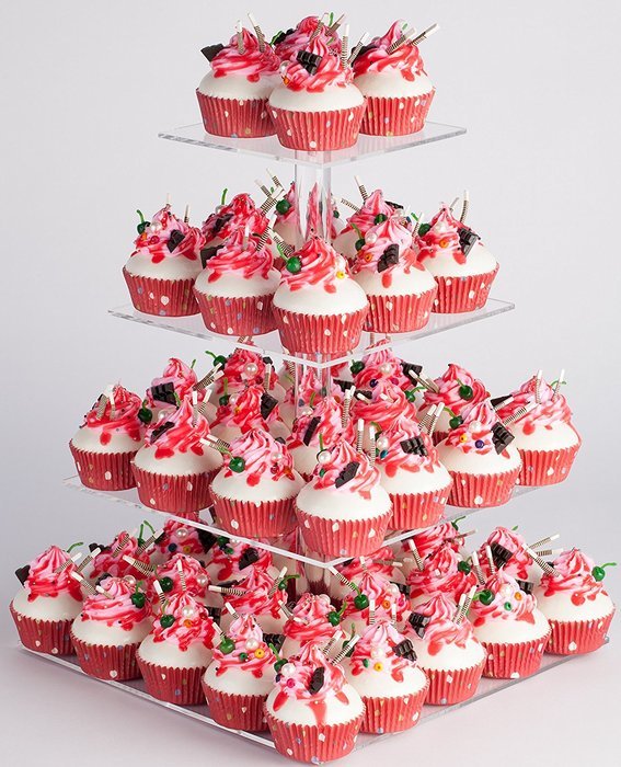 YestBuy&reg; 4 Tier Maypole Square Wedding Party Tree Tower Acrylic Cupcake Display Stand (15.1 Inches)&shy; N10