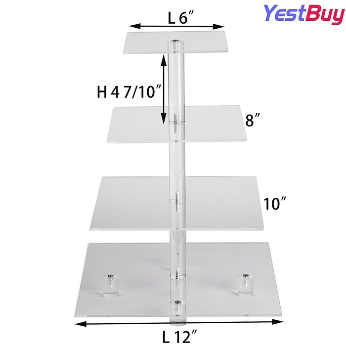 YestBuy&reg; 4 Tier Maypole Square Wedding Party Tree Tower Acrylic Cupcake Display Stand (15.1 Inches)&shy; N11