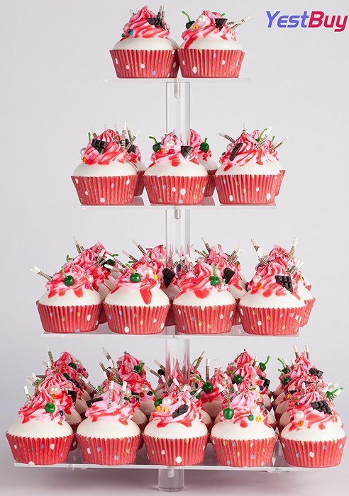 YestBuy&reg; 4 Tier Maypole Square Wedding Party Tree Tower Acrylic Cupcake Display Stand (15.1 Inches)&shy; N12