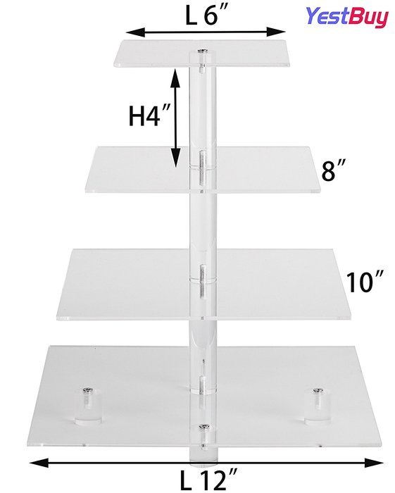 YestBuy&reg; 4 Tier Maypole Square Wedding Party Tree Tower Acrylic Cupcake Display Stand (15.1 Inches)&shy; N13