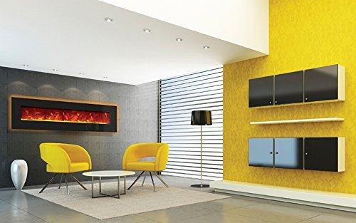 Amantii 72" Electric Fireplace with 81" x 23" Black Glass Surround N5