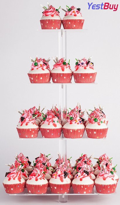 YestBuy&reg; 4 Tier Maypole Square Wedding Party Tree Tower Acrylic Cupcake Display Stand (15.1 Inches)&shy; N16