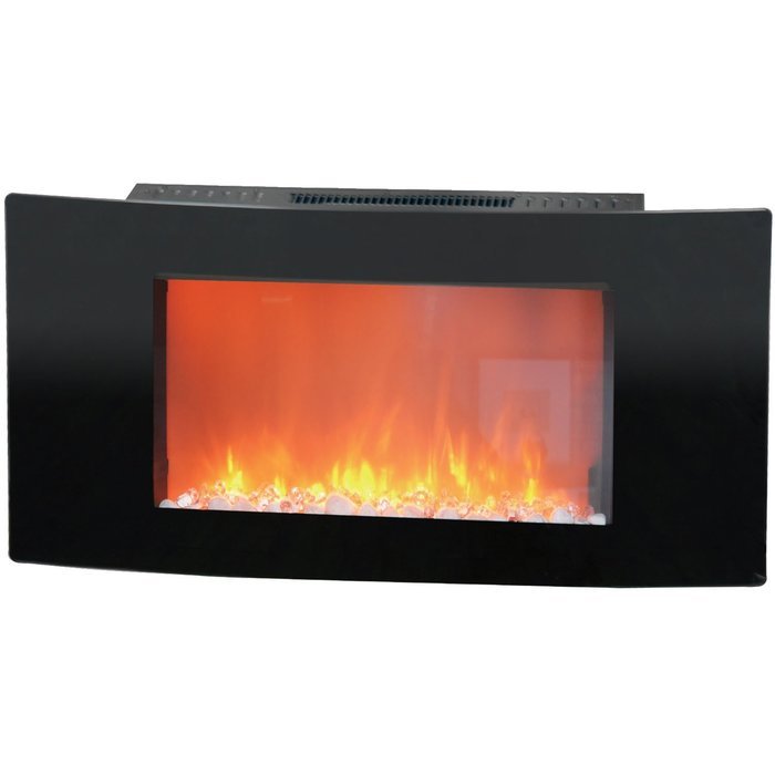 Cambridge Callisto 35 In. Wall-Mount Electronic Fireplace with Curved Panel and Crystal Rocks