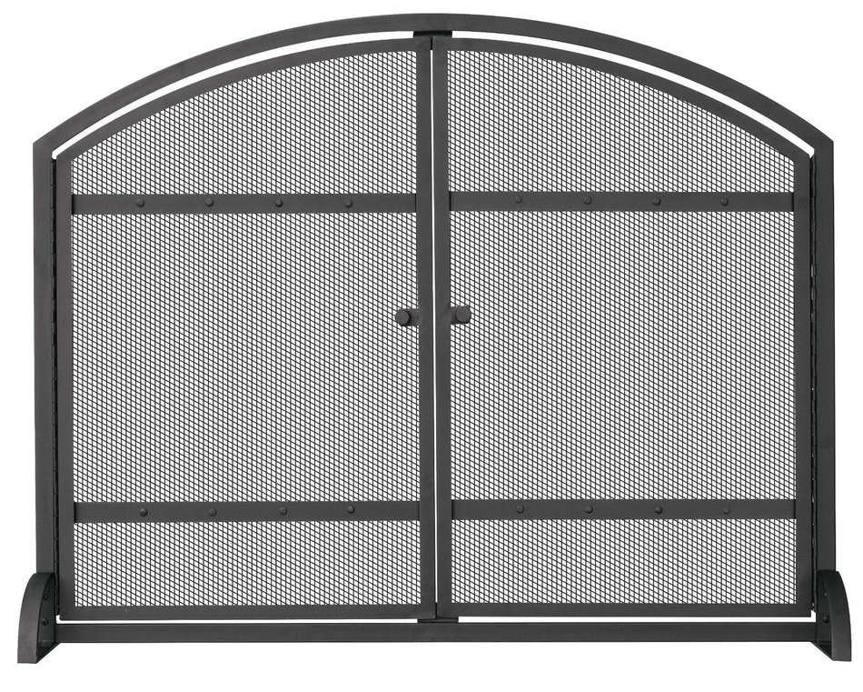 UniFlame Single Panel Black Screen with Doors and Rivets