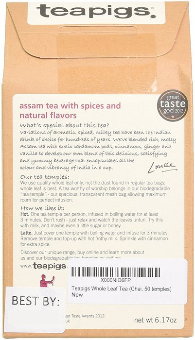 teapigs Chai Tea Temples, 50 Count N3