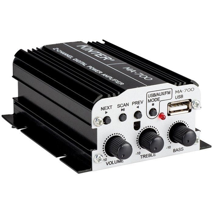 Kinter MA-700 2-Channel Mini Amplifier with Remote USB MP3 FM 2x18W ...