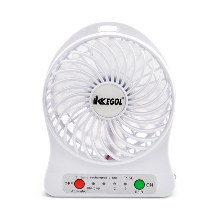iKKEGOL Mini Portable Personal Table Fan for Office Outdoor Travel, 4-inch, Rechargeable (White)