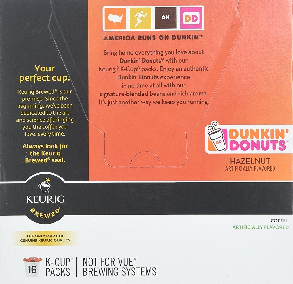 32 Count - Dunkin Donuts Hazelnut Flavored Coffee K-Cups For Keurig K Cup Brewers (2 boxes of 16 k cups) N7
