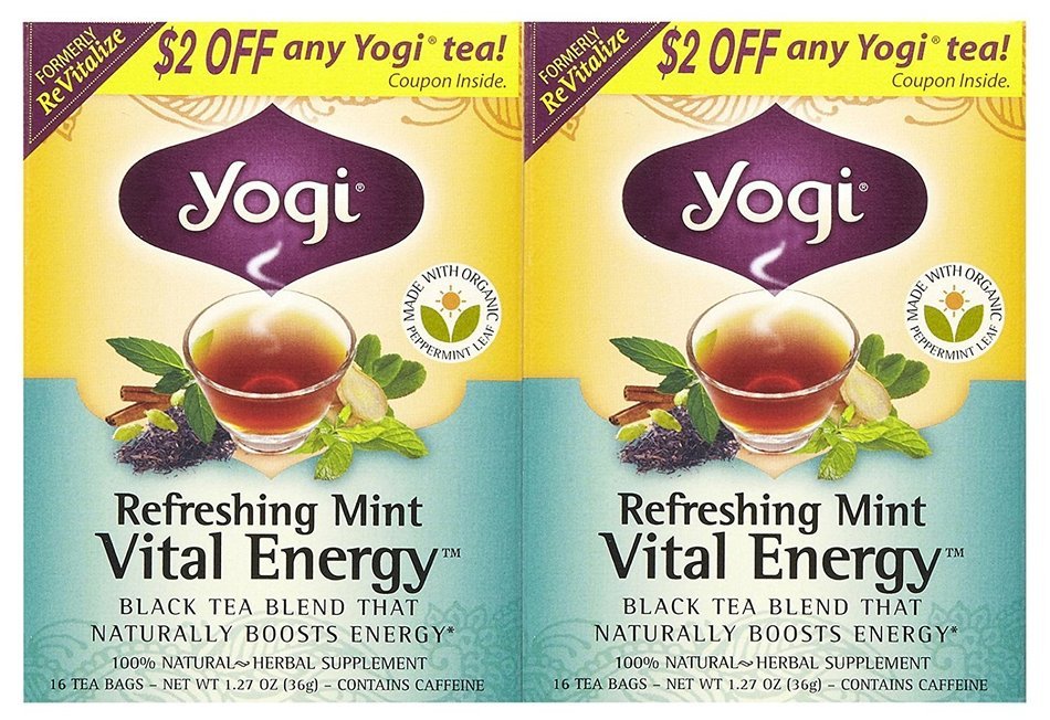 Yogi Refreshing Mint Vital Energy Tea, 16 Tea Bags (Pack of 6) N5