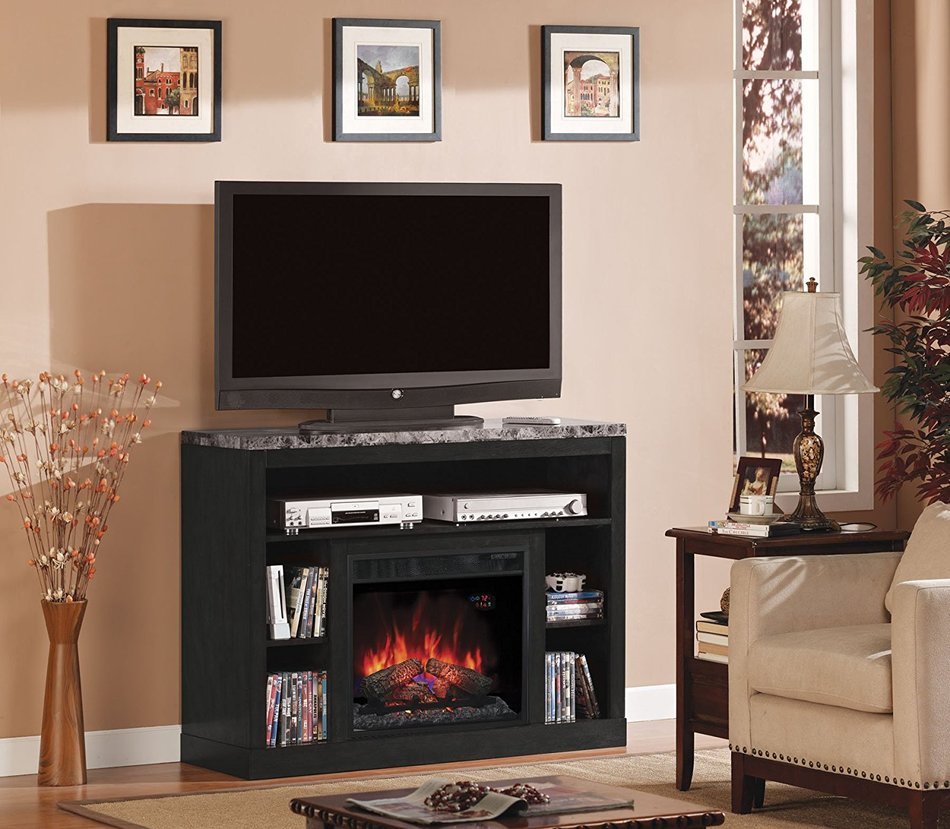 ClassicFlame 23MM1824-X445 Adams TV Stand for TVs up to 50", Coffee Black (Electric Fireplace Insert sold separately) N3