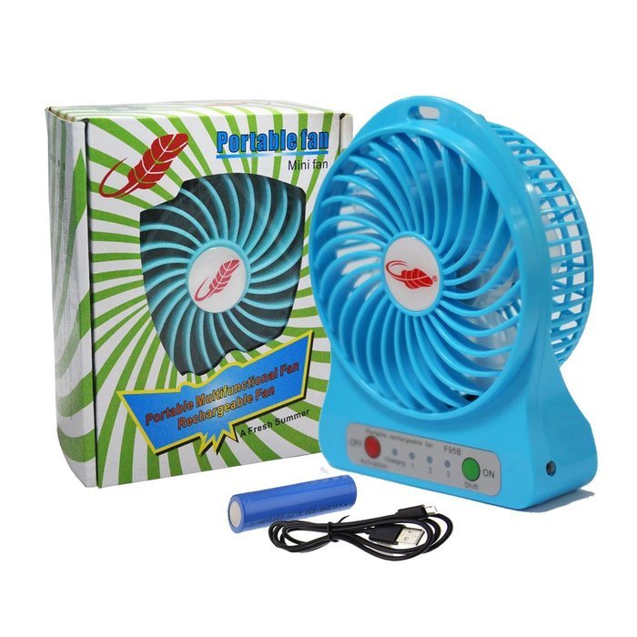 Battery Operated Portable Fans with 2200mA rechargeable Battery -4inch (BLUE)