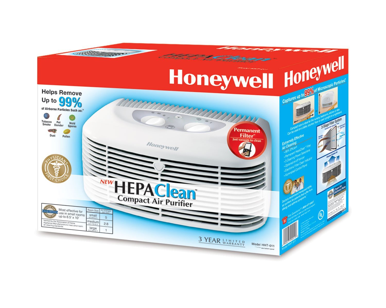 Honeywell HHT011 HEPA Clean Compact Air Purifier, 85 sq. ft. free