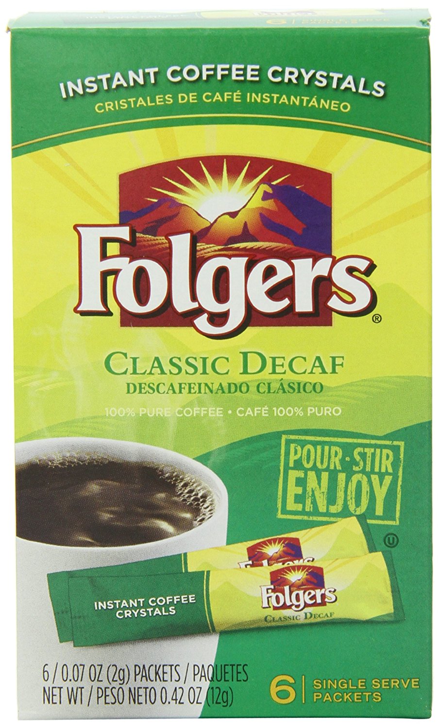 Folgers Classic Decaf Instant Coffee Single Serve Packets Pack Of 12 N2 Free Image Download