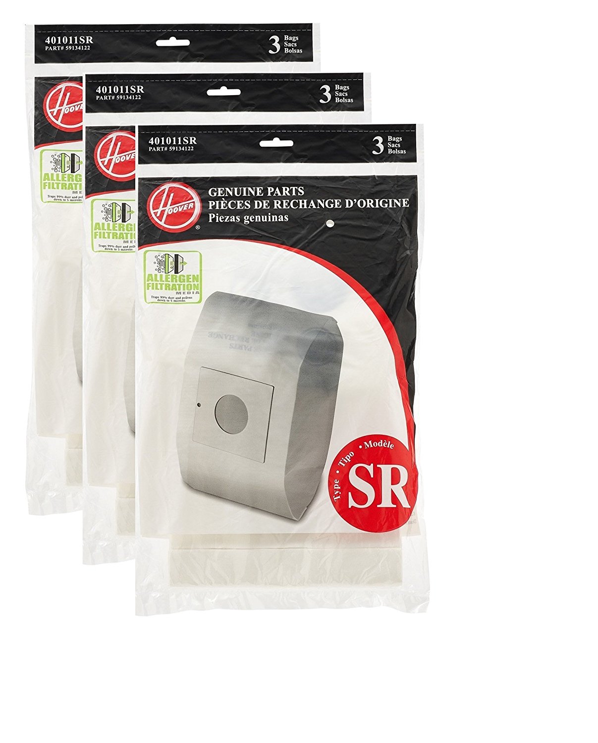 Hoover Type K Allergen Filtration Canister Vacuum Bags 3 Pack 4010100K