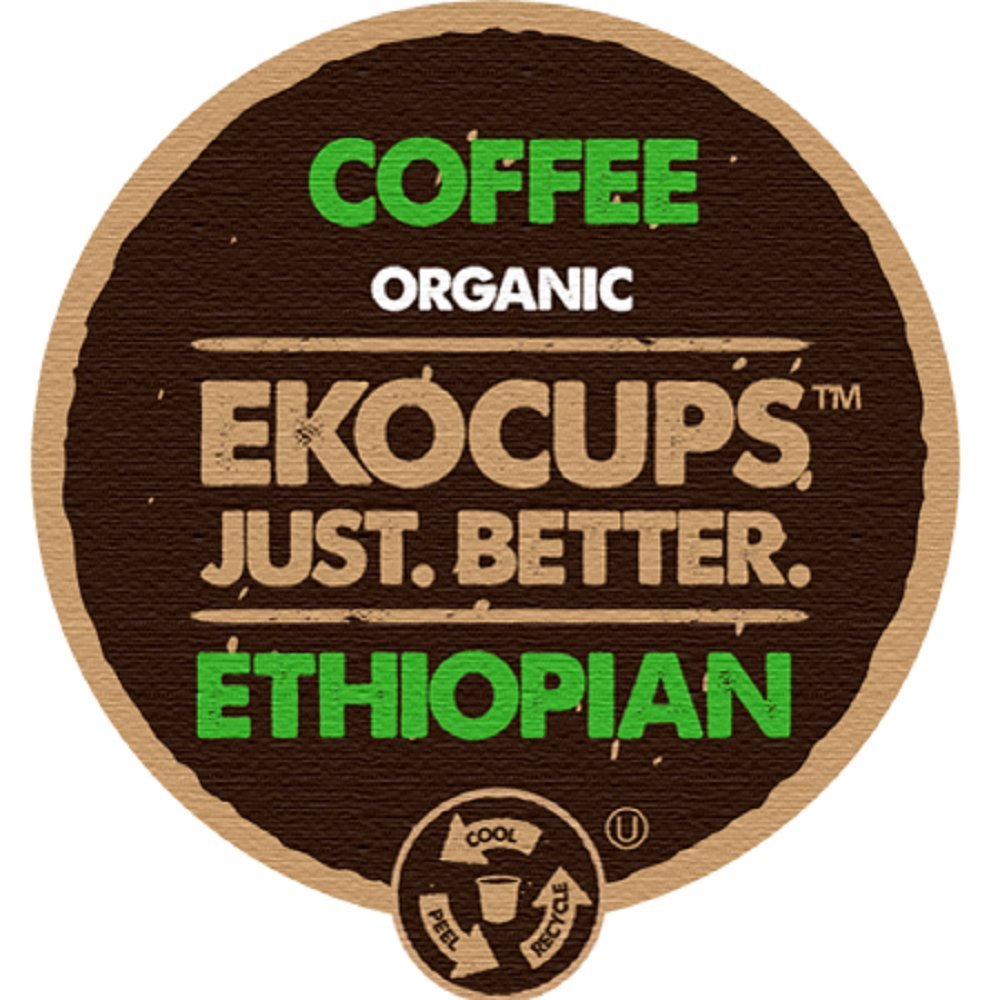 EKOCUPS Artisa Organic Ethiopian Coffee, Medium Roast, in Recyclable ...