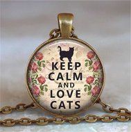 HOT Vintage Cat Cabochon Bronze Glass Chain Pendant Necklace