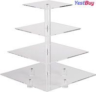 YestBuy&reg; 4 Tier Maypole Square Wedding Party Tree Tower Acrylic Cupcake Display Stand (15.1 Inches)&shy; N22