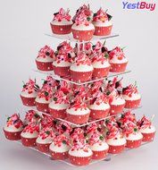 YestBuy&reg; 4 Tier Maypole Square Wedding Party Tree Tower Acrylic Cupcake Display Stand (15.1 Inches)&shy; N23