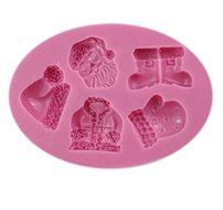 Autek Santa Claus boots gloves Coat Xmas Fondant Soap Cake Decorate Silicone Mold #143 N3