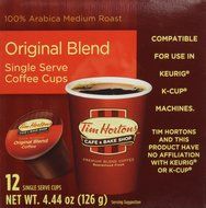 Tim Hortons Single Serve Coffee Cups, Regular (24 Count) (8.89oz) N10