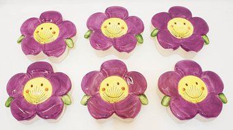 AD Trend "Italian Style" 27702 Radiators Humidifier, Ceramic, Purple Flower Shape (Pack of 6)