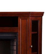 Carter 48 in. Convertible Electric Indoor Portable Corner Fireplace Heater in Cherry, Can Fit Flat TV up to 46... N2
