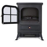 Finether 1500W Freestanding Portable Electric Fireplace Stove Heater with Openable Door, Realistic Flame and Logs... N8