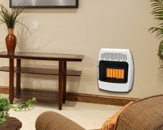 Dyna Glo IR18PTFA 18,000 BTU Liquid Propane Infrared Vent Free Thermostatic Wall Heater with blower and legs N5