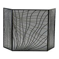 Modern Woven Metal Fireplace Screen Silver &amp; Black