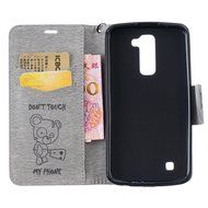 LG K10 Case, LG K10 Wallet Case,PHEZEN Cute Bear Don't Touch My Phone Design PU Leather Wallet Case Stand Flip... N9