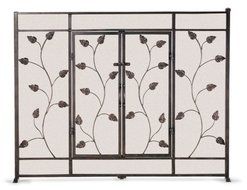 Pilgrim Home and Hearth 19330 Napa Forge Leaf and Vine Flat Screen with Doors, Black Finish