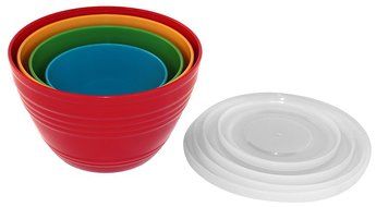 WholeMarket Nested Prep Bowl Set - 4 Small Plastic Mixing Bowls with Lids Included - Food Safe - BPA Free - 1... N5