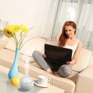 DZT1968 LED Aroma Ultrasonic Humidifier USB Essential Oil Diffuser Air Purifier (Brown) N10