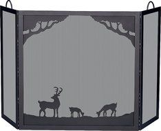Blue Rhino&reg; Deluxe 3 - Panel Wrought Iron Fireplace Screen, BEAR