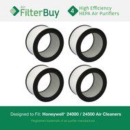 4 - Honeywell 24000 / 24500 Air Cleaner Replacement HEPA Filters. Designed by FilterBuy in the USA.