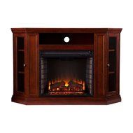 Carter 48 in. Convertible Electric Indoor Portable Corner Fireplace Heater in Cherry, Can Fit Flat TV up to 46... N4
