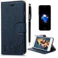 iPhone 7 Plus Case (5.5 inch) - Flip Wallet Stand Case Embossed Flowers PU Leather Shock-Absorption Soft TPU Inner... N13