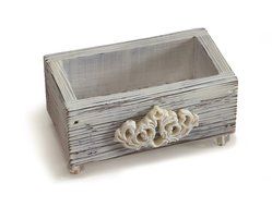 Weddingstar Jewel Footed Wooden Boxes with Aged White Finish