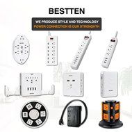 Bestten 6 Outlet Socket Wall Mount Surge Protector with Dual USB 3.1A Port Wall Charger