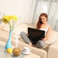 DZT1968 LED Aroma Ultrasonic Humidifier USB Essential Oil Diffuser Air Purifier (Brown) N11