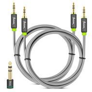 Aurum Cables Male to Male 3.5mm Universal 24K Gold Plated Auxiliary Audio Stereo Cable with 4 6.35mm Male to 3.5mm... N4