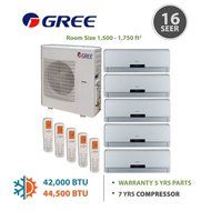 Gree +Multi Penta-Zone Mini Split Ductless Split 42,000 BTU Inverter Heat 9k 9k 9k 9k 12k N6