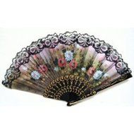 Leegoal(TM) Pink and Green Cherry Blossom Pattern Lace Bamboo Handheld Folding Fans for Girls Women N25