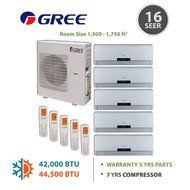 Gree +Multi Penta-Zone Mini Split Ductless Split 42,000 BTU Inverter Heat 9k 9k 9k 9k 12k N8