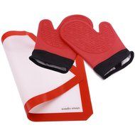 Nardo Visgo&reg; Non-Stick Silicone Cooking Baking Mat (Half Sheet Size,11-5/8&quot; x 16-1/2&quot;) and Silicone Cooking Gloves... N12