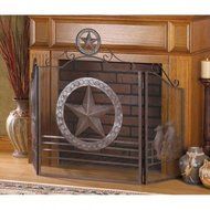 Fireplace LONE STAR FIRE PLACE SCREEN Texas Iron Rustic N2