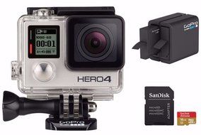 GoPro Hero4 Hero 4 12MP Full HD 4K 15fps 1080p 60fps Built-In Wi-Fi Waterproof Wearable Camera Silver Adventure...