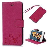 iPhone 7 Plus Case (5.5 inch) - Flip Wallet Stand Case Embossed Flowers PU Leather Shock-Absorption Soft TPU Inner... N26
