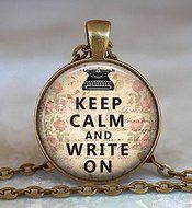 Keep Calm and Write On resin pendant, writer&#039;s necklace, writer&#039;s gift, motivational pendant, inspirational pendant...